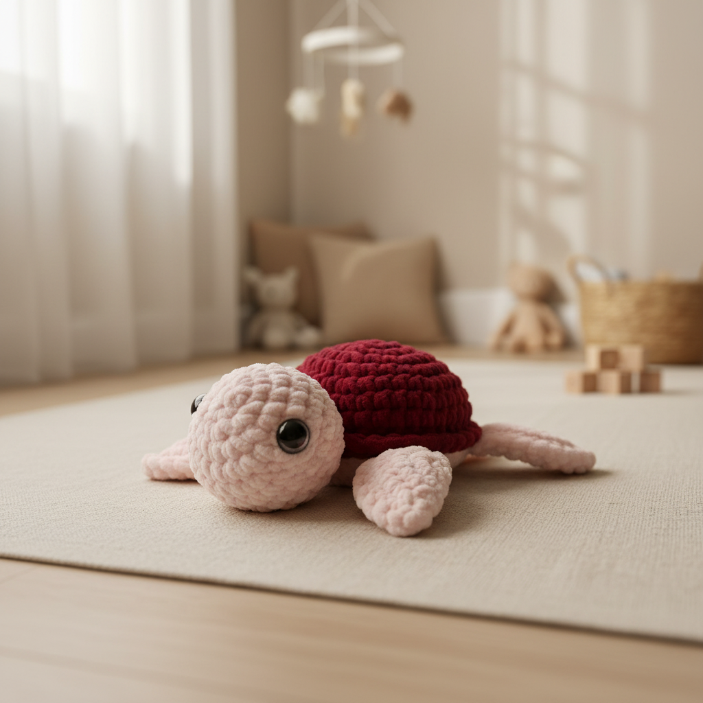 Amigurumi Tartaruga P Rosa Bebé e Bordoux