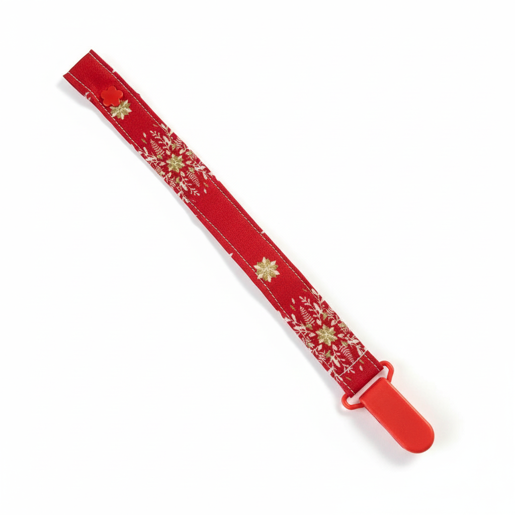 Babete Bandana e Prende Chucha – Vermelho Flocos Neve