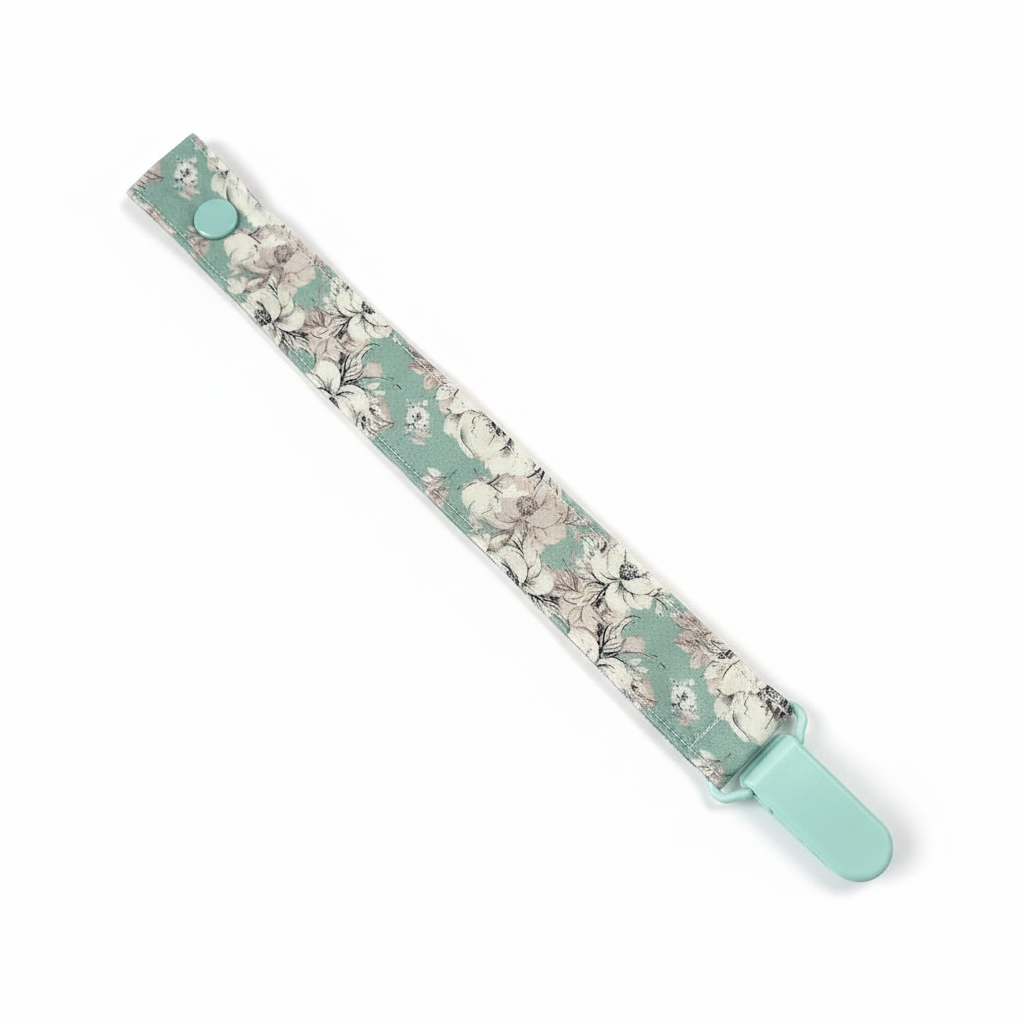 Babete Flor e Prende Chucha – Floral fundo Azul