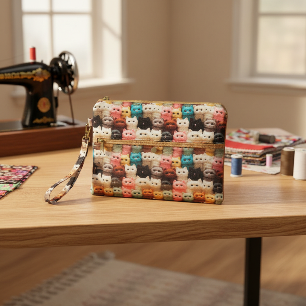 Bolsa de Mão Gatos 3D e Cortiça
