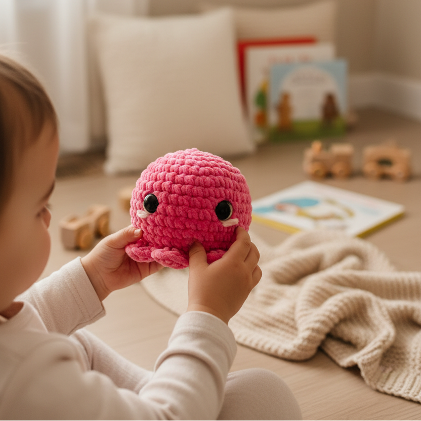 Amigurumi Polvo Rosa Chiclete