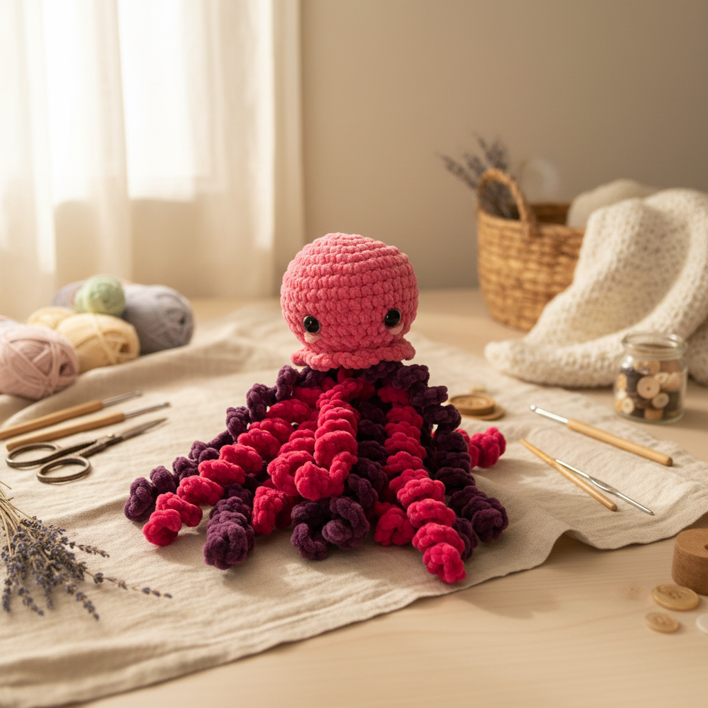 Amigurumi Água-Viva Rosa Chiclete