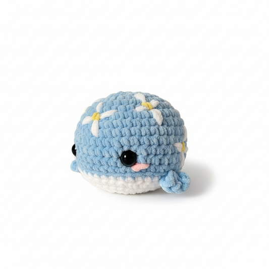 Amigurumi Baleia Azul Flores
