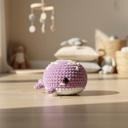 Amigurumi Baleia Lilás Flores