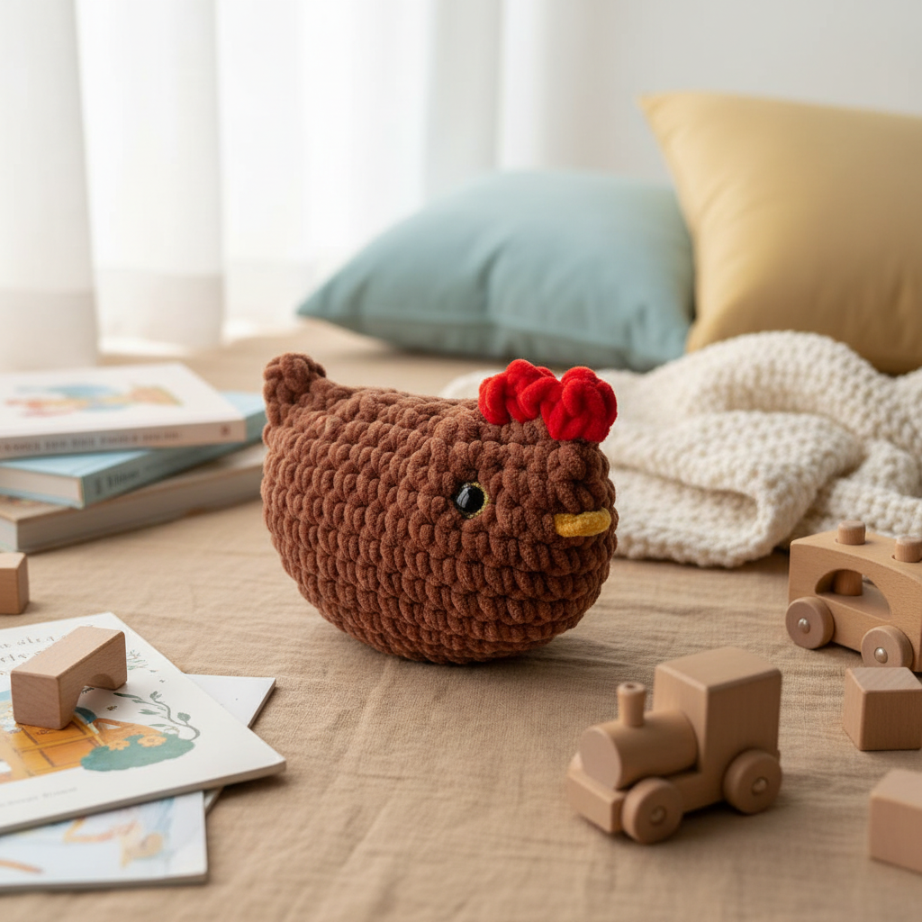 Amigurumi Galinha Castanho Claro