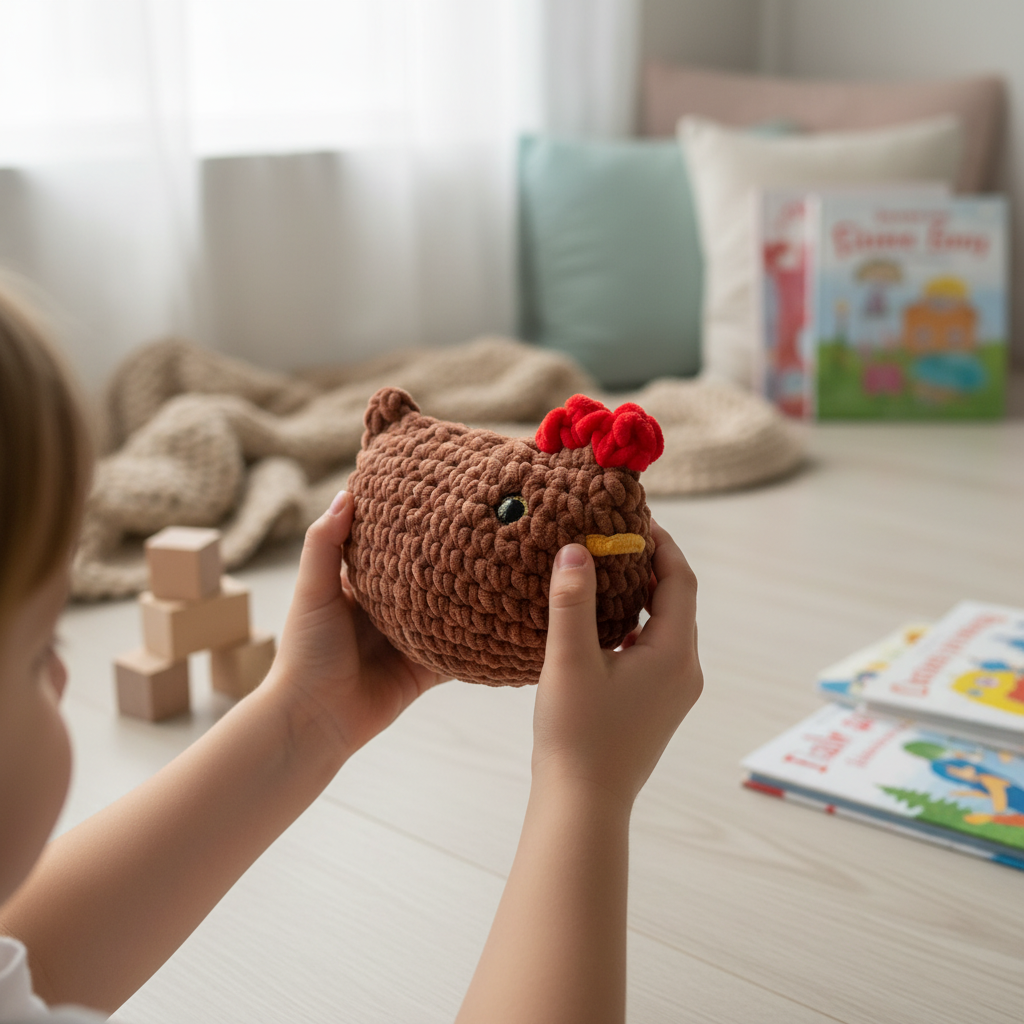 Amigurumi Galinha Castanho Claro