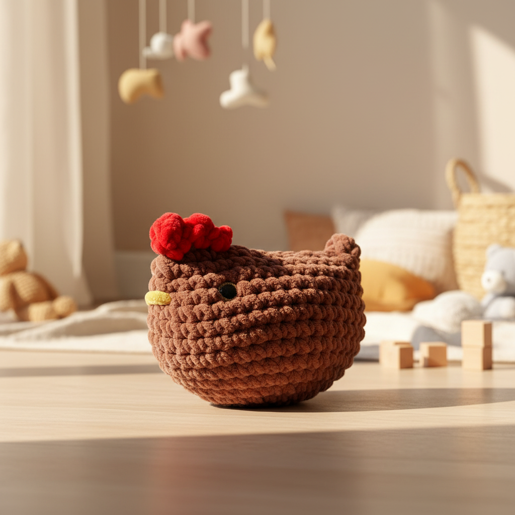 Amigurumi Galinha Castanho Claro