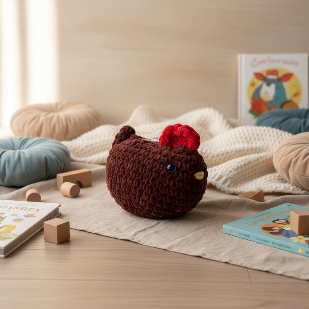 Amigurumi Galinha Castanho Escuro