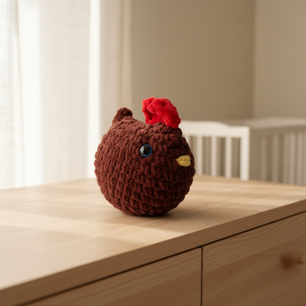 Amigurumi Galinha Castanho Escuro