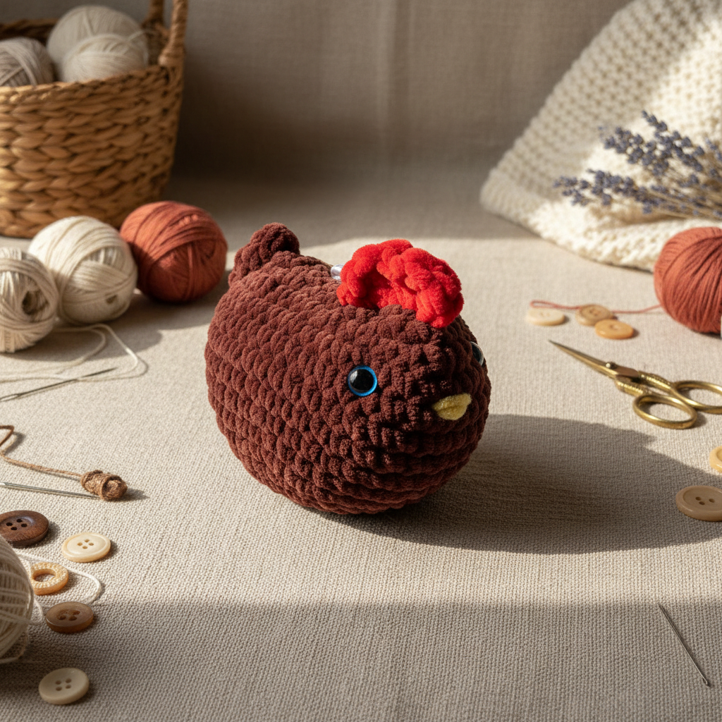 Amigurumi Galinha Castanho Escuro