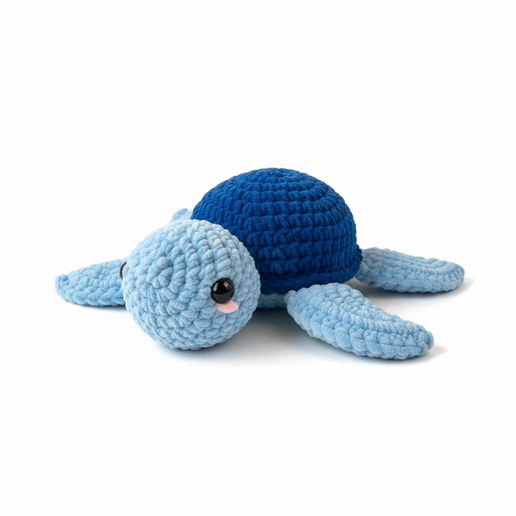 Amigurumi Tartaruga G Azul bebé e Azul escuro