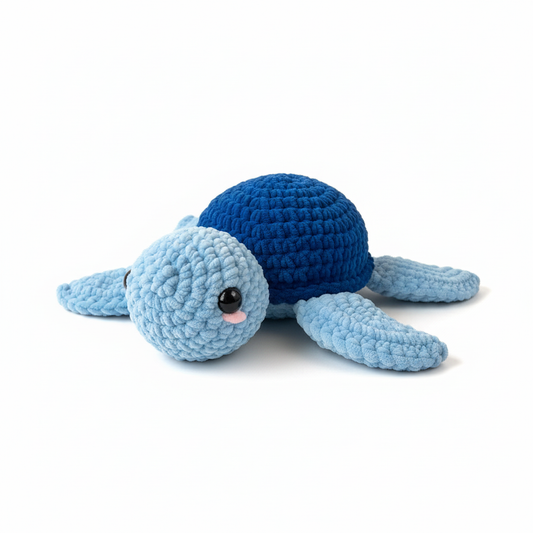 Amigurumi Tartaruga G Azul bebé e Azul escuro
