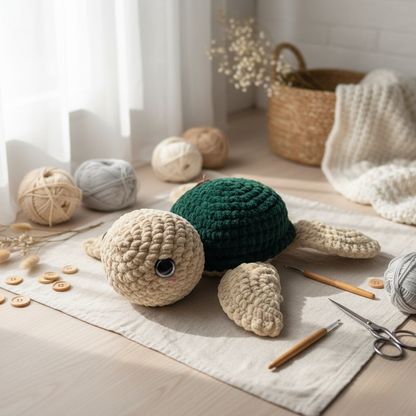Amigurumi Tartaruga P Creme e Esmeralda