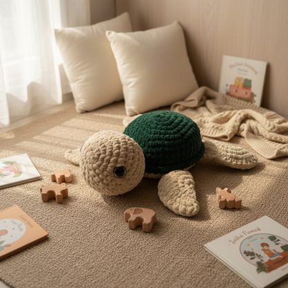 Amigurumi Tartaruga G Creme e Esmeralda