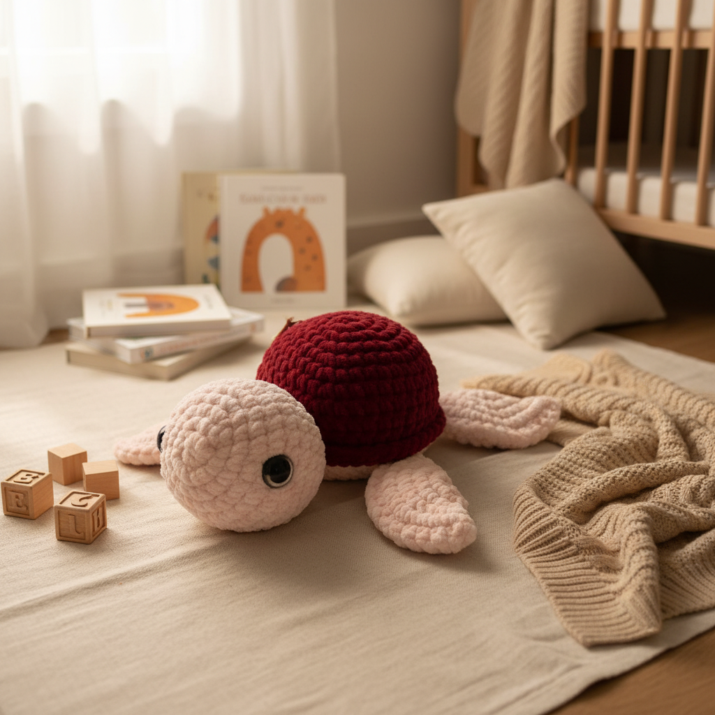 Amigurumi Tartaruga G Rosa bebé e Bordoux