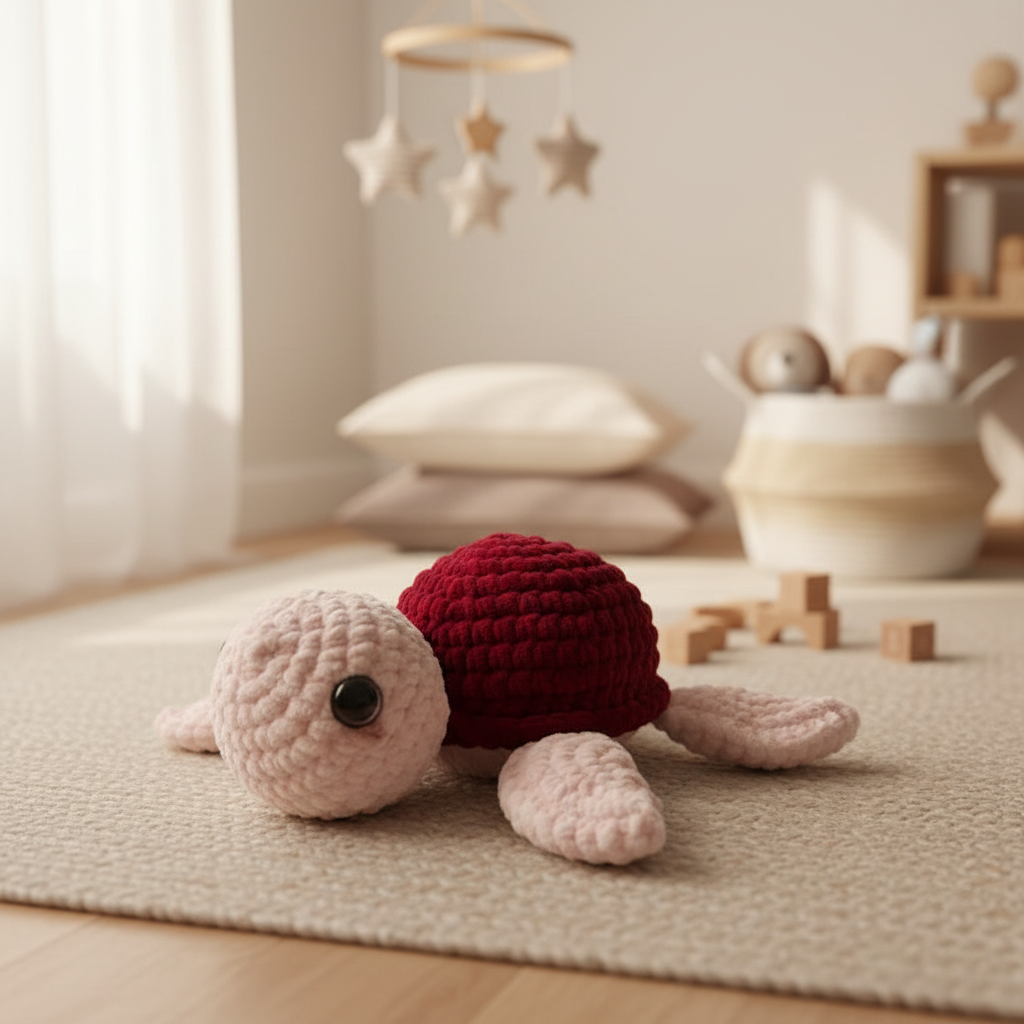 Amigurumi Tartaruga G Rosa bebé e Bordoux