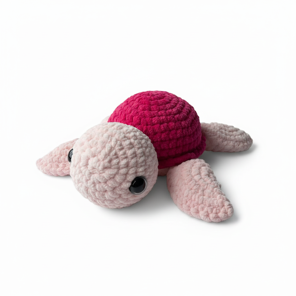 Amigurumi Tartaruga G Rosa bebé e Rosa choque