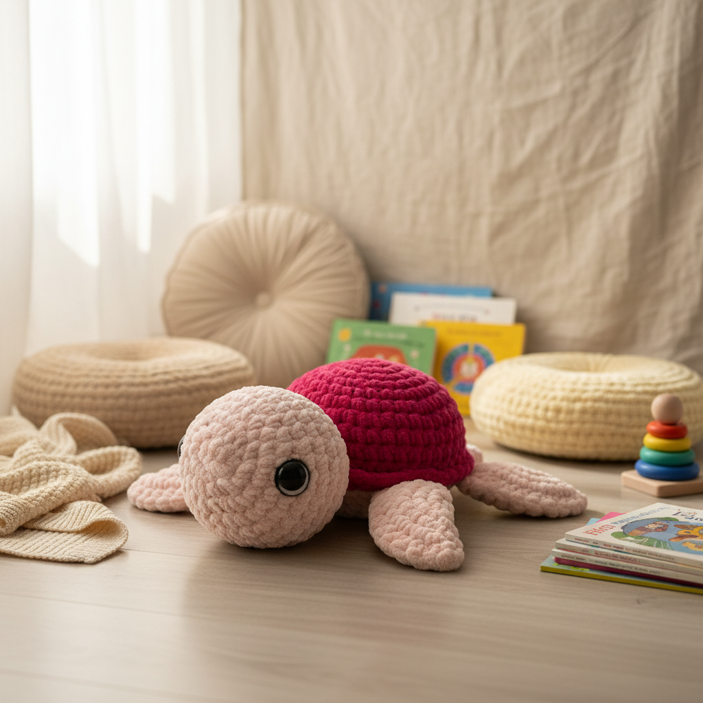 Amigurumi Tartaruga G Rosa bebé e Rosa choque