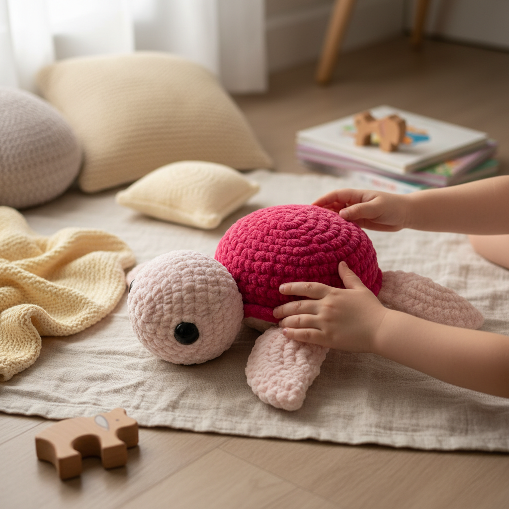 Amigurumi Tartaruga G Rosa bebé e Rosa choque