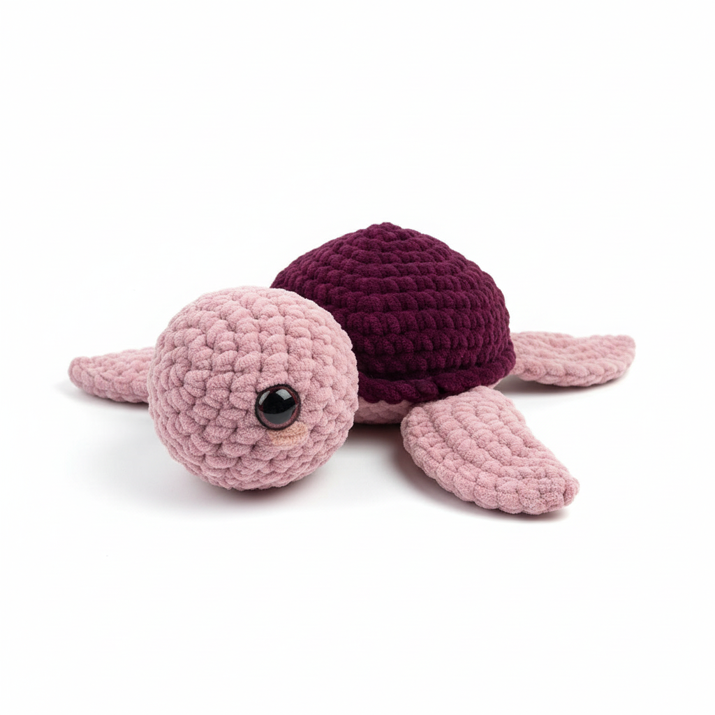 Amigurumi Tartaruga G Rosa velho e Beringela 