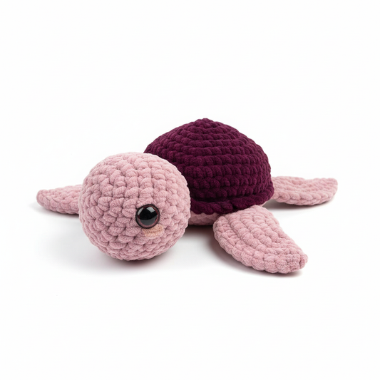 Amigurumi Tartaruga G Rosa velho e Beringela 