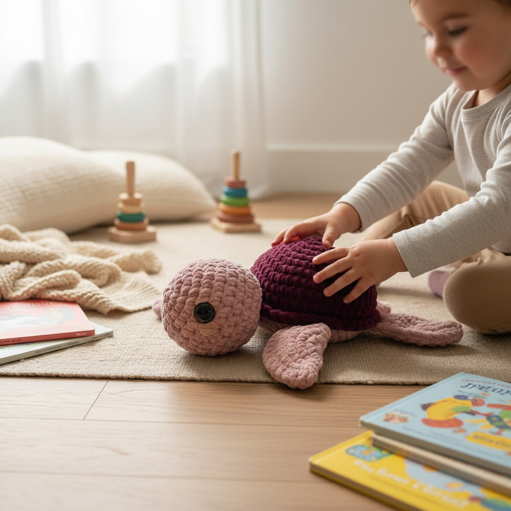 Amigurumi Tartaruga G Rosa velho e Beringela 