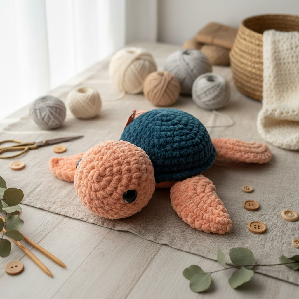 Amigurumi Tartaruga G Salmão e Petróleo