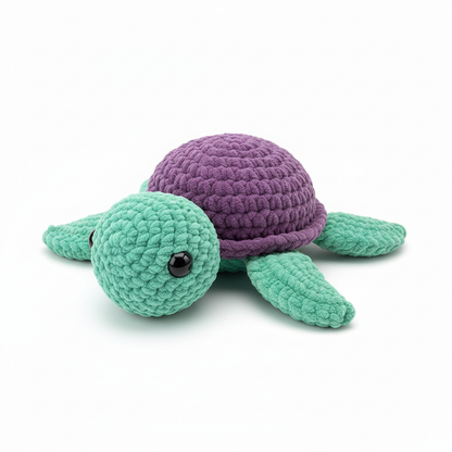 Amigurumi Tartaruga G Verde Água e Lilás 