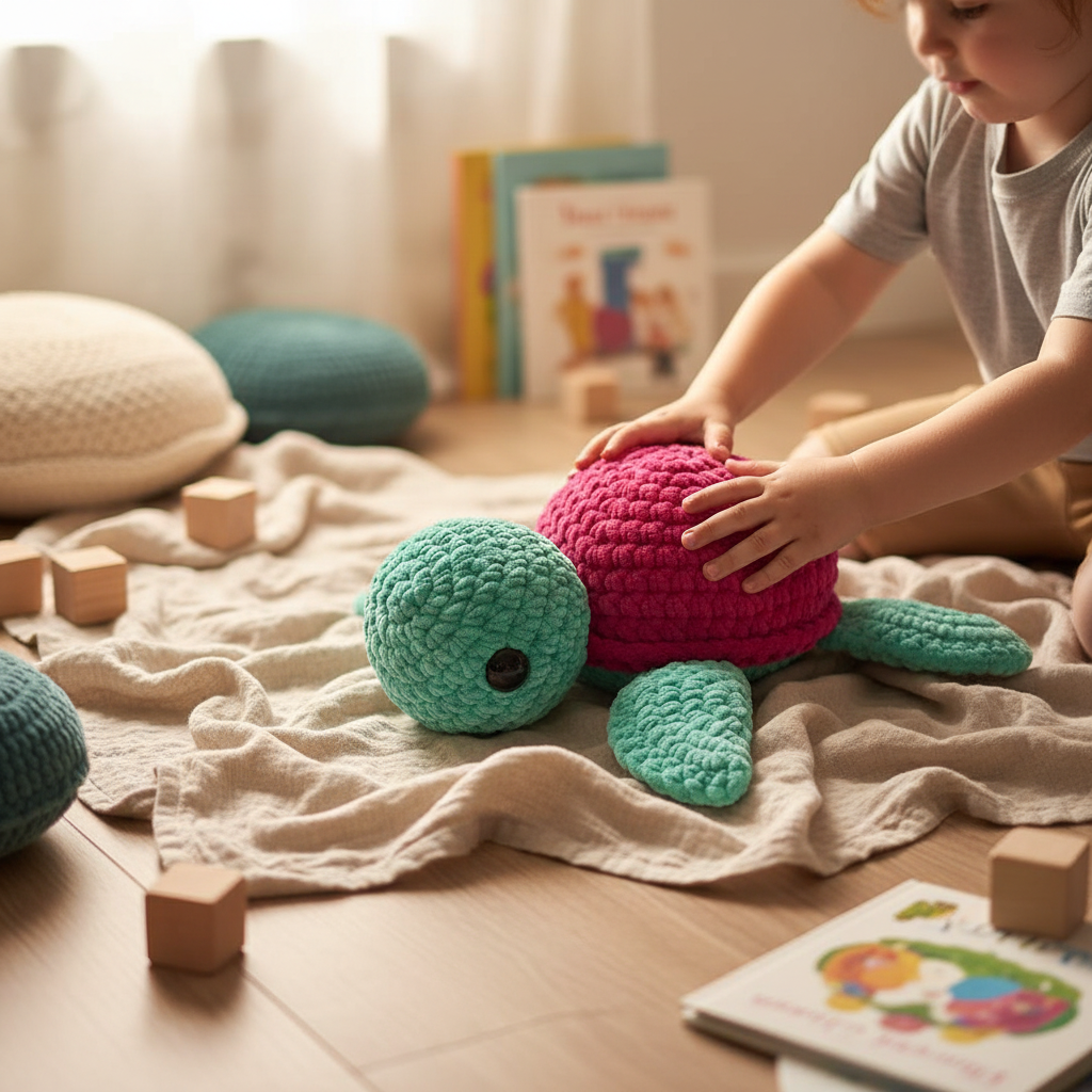 Amigurumi Tartaruga G  Verde água e Rosa choque