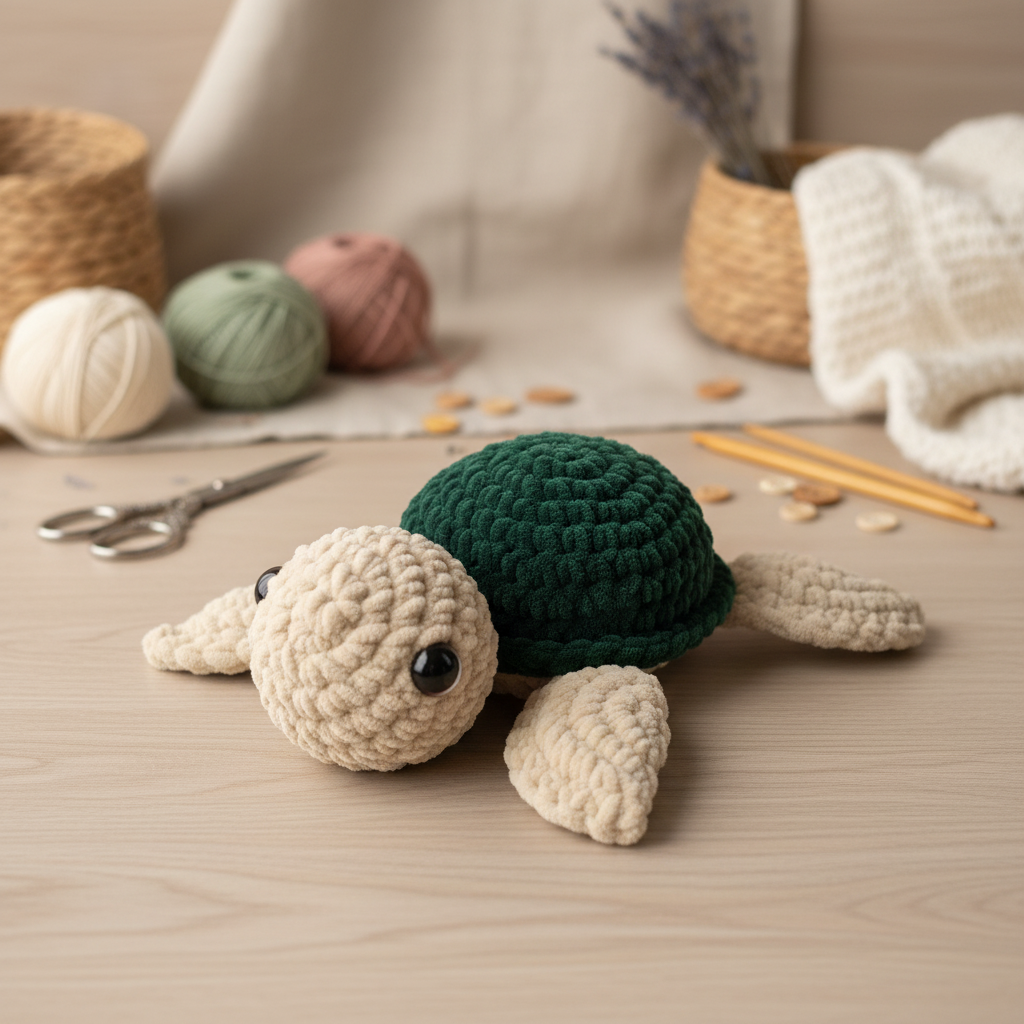 Amigurumi Tartaruga P Creme e Esmeralda