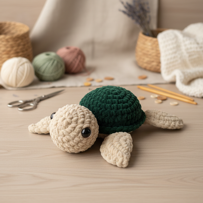 Amigurumi Tartaruga P Creme e Esmeralda