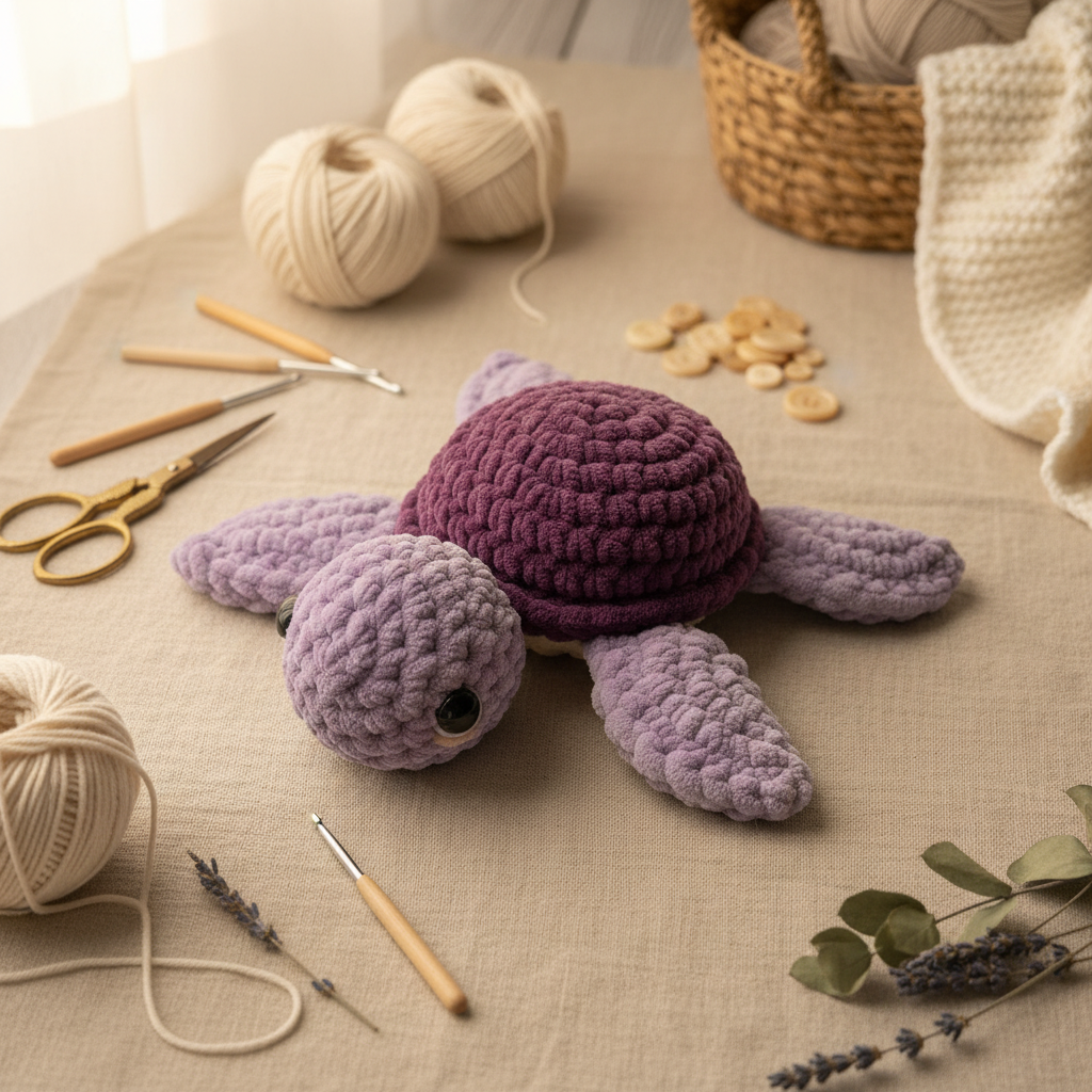 Amigurumi Tartaruga P Lilás e Roxo