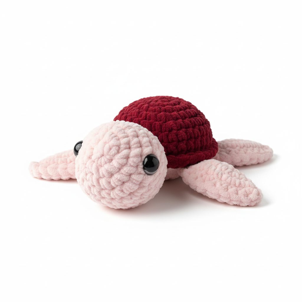 Amigurumi Tartaruga P Rosa Bebé e Bordoux