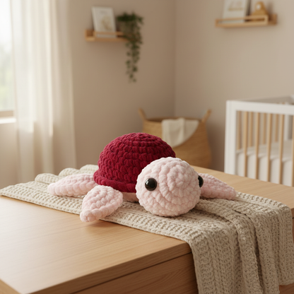 Amigurumi Tartaruga P Rosa Bebé e Bordoux