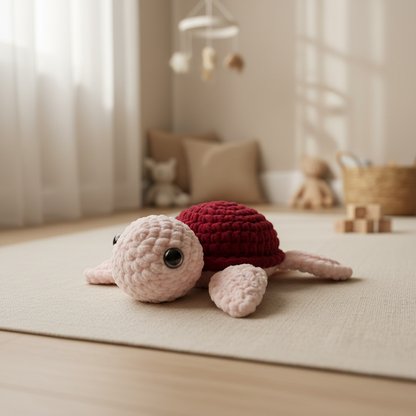 Amigurumi Tartaruga P Rosa Bebé e Bordoux