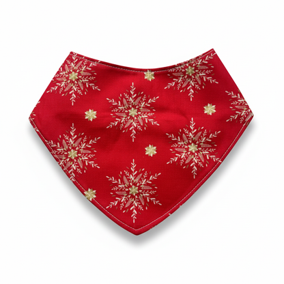 Babete Bandana e Prende Chucha – Vermelho Flocos Neve