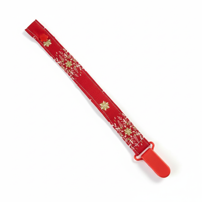 Babete Bandana e Prende Chucha – Vermelho Flocos Neve