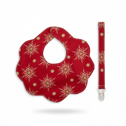 Babete Flor e Prende Chucha – Vermelho Flocos de Neve