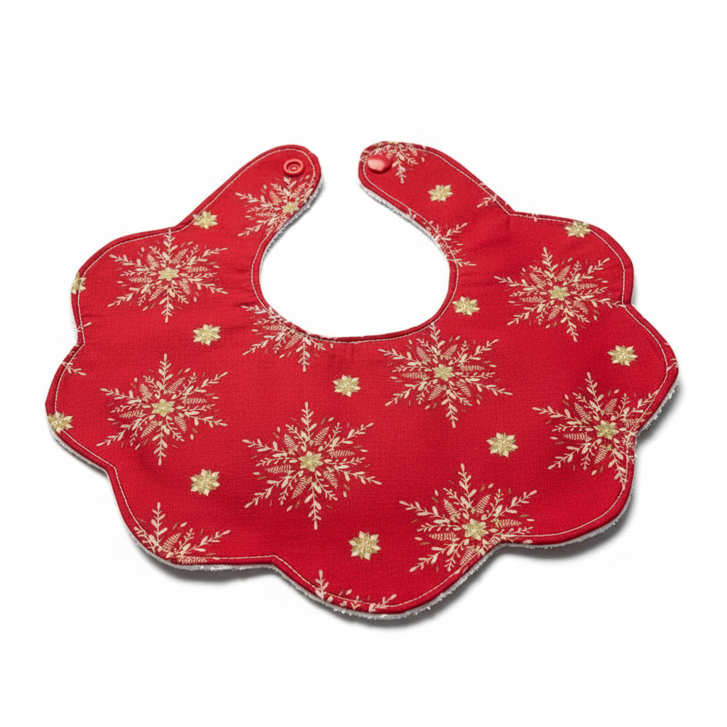 Babete Flor e Prende Chucha – Vermelho Flocos de Neve