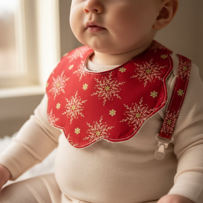 Babete Flor e Prende Chucha – Vermelho Flocos de Neve