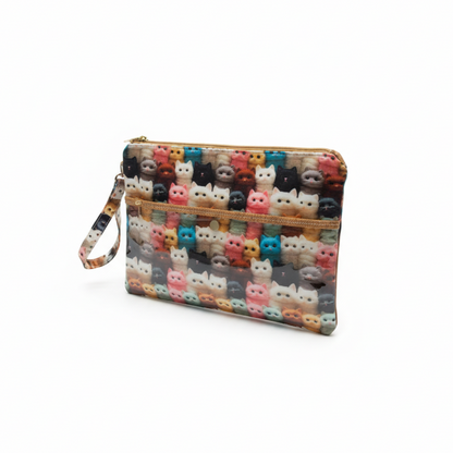 Bolsa de Mão Gatos 3D e Cortiça