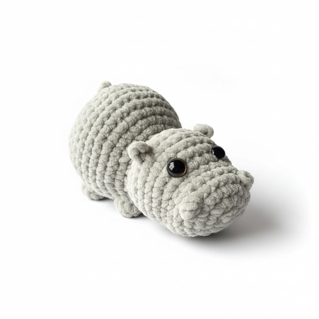 Hipopótamo Amigurumi Cinza Claro - Packshot 2
