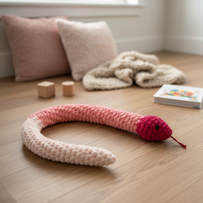 Lifestyle Amigurumi Cobra Rosa - Ambiente Infantil Decorativo