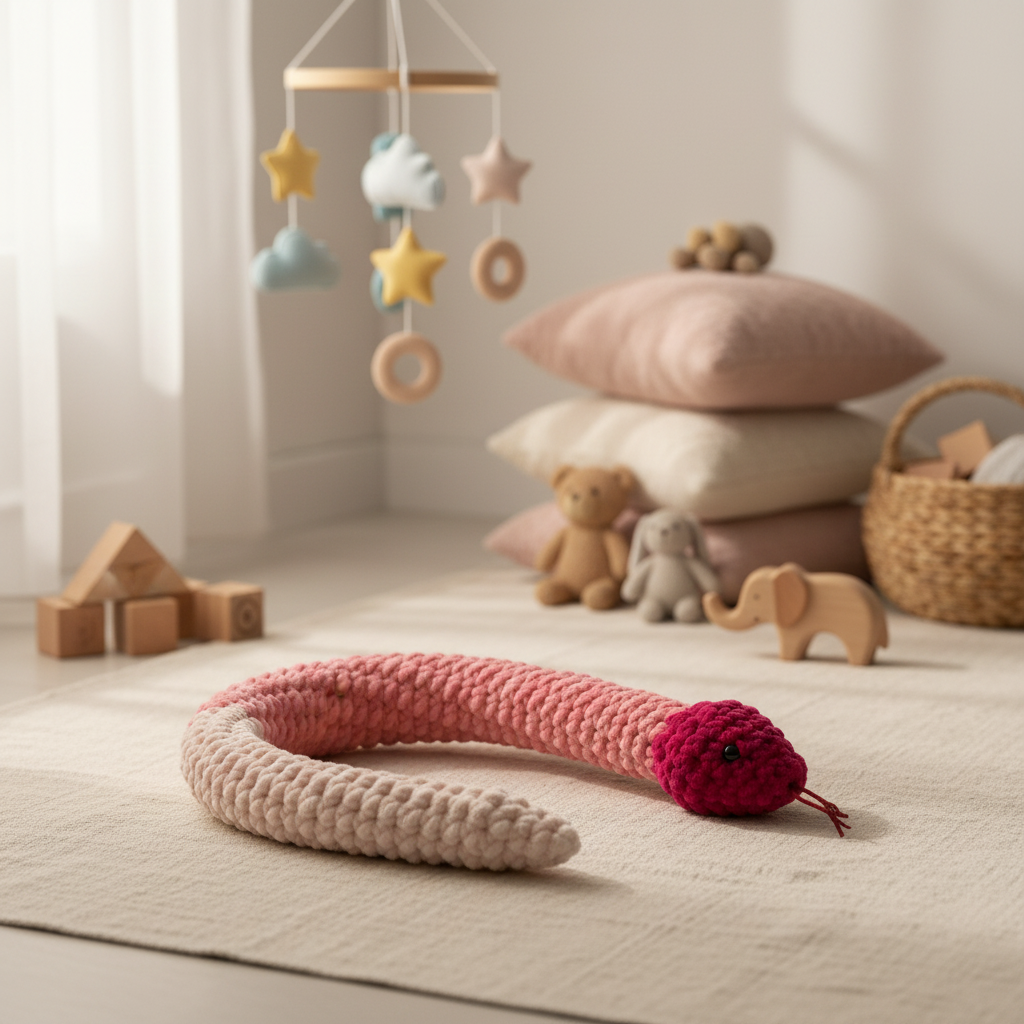 Lifestyle Amigurumi Cobra Rosa - Ambiente Infantil