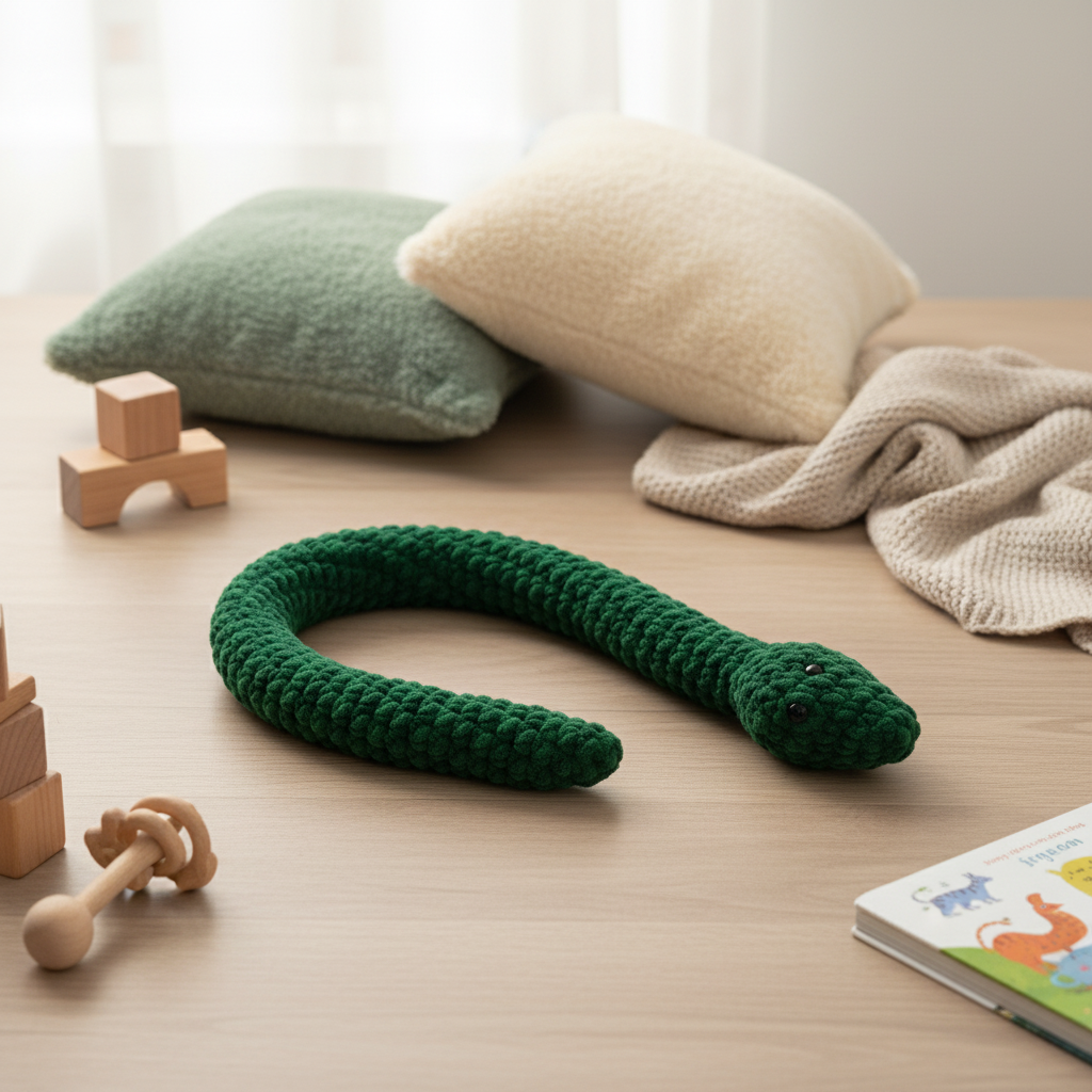 Lifestyle Amigurumi Cobra Verde - Ambiente Infantil Decorativo