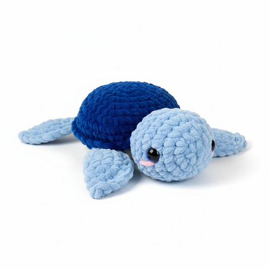 Amigurumi Tartaruga P Azul Bebé e Azul Escuro