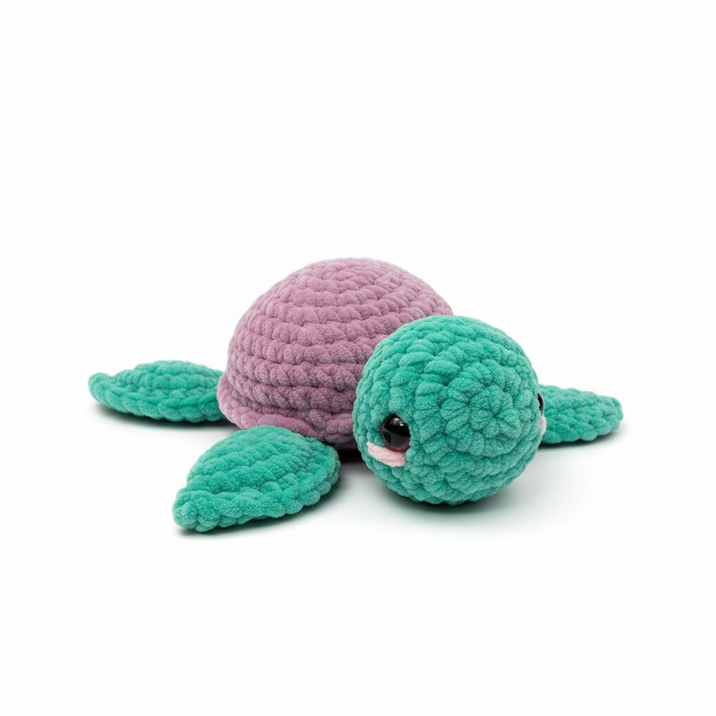 Amigurumi Tartaruga P Verde Água e Lilás
