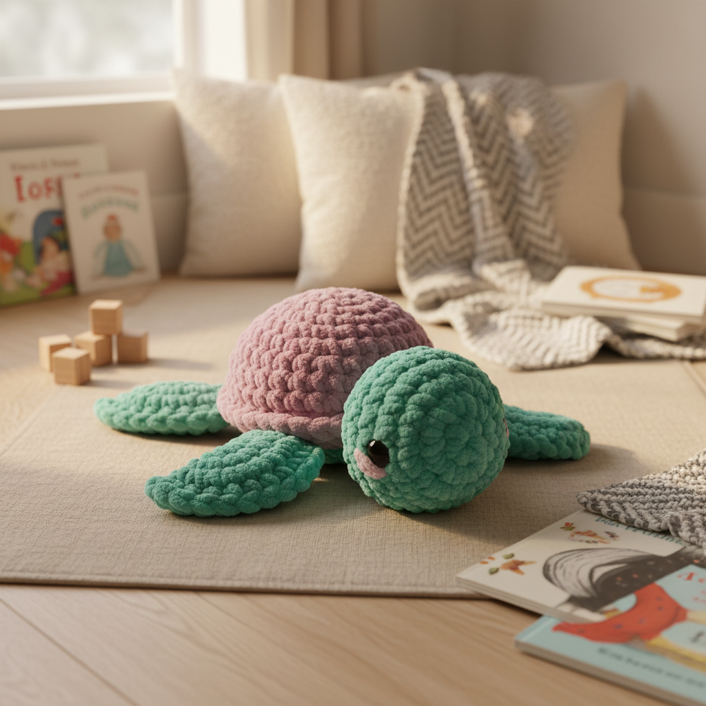 Amigurumi Tartaruga P Verde Água e Lilás