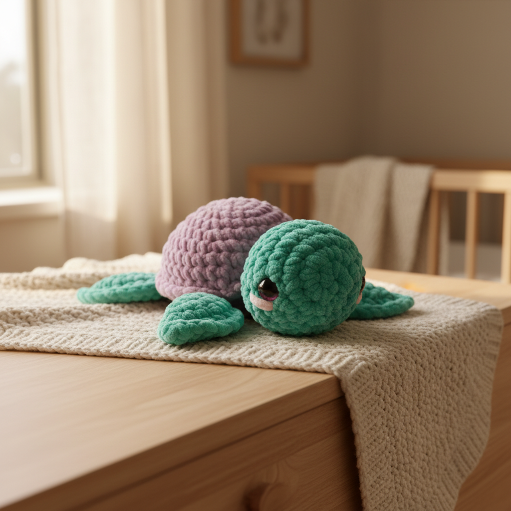 Amigurumi Tartaruga P Verde Água e Lilás