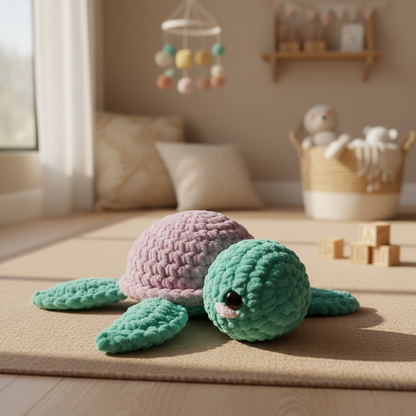 Amigurumi Tartaruga P Verde Água e Lilás